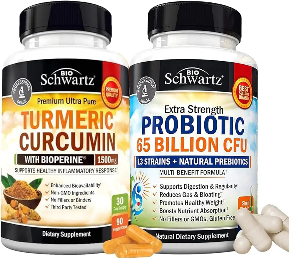 65 Billion CFU Daily Probiotic Supplement Plus Turmeric Curcumin 1500mg Complex G130