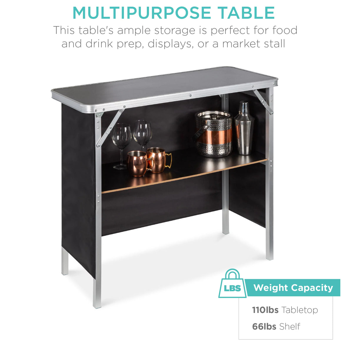 Portable Pop-Up Bar Table with Carrying Case O839863