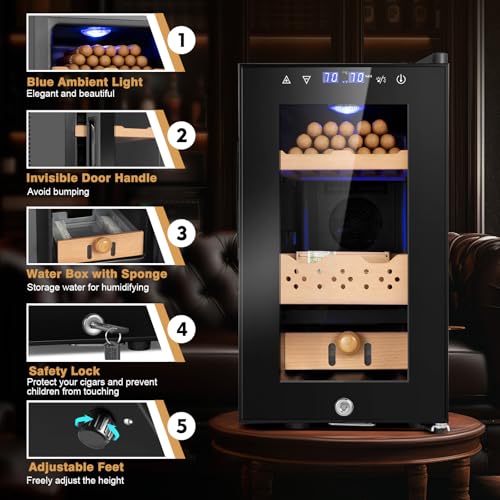 25L Electric Cigar Humidor Cabinet with Temperature and Humidity Control P3455