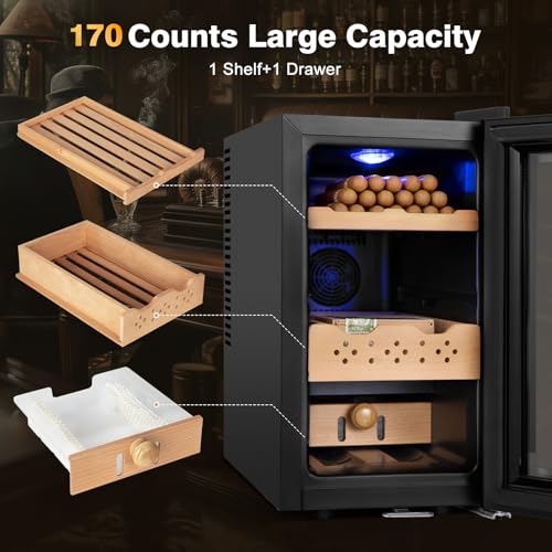 25L Electric Cigar Humidor Cabinet with Temperature and Humidity Control P3455