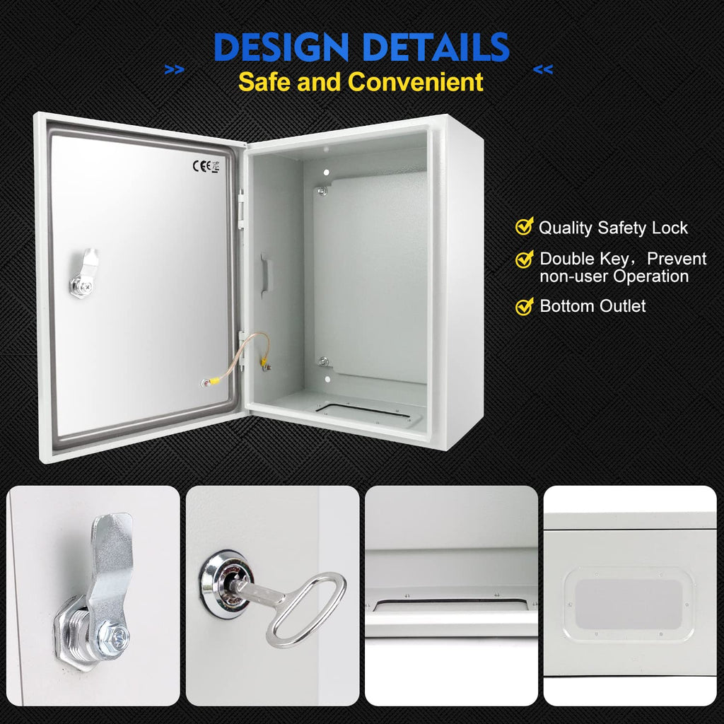 Cold-Rolled Steel NEMA 4X Electrical Enclosure with Lock & Mounting Plate A423