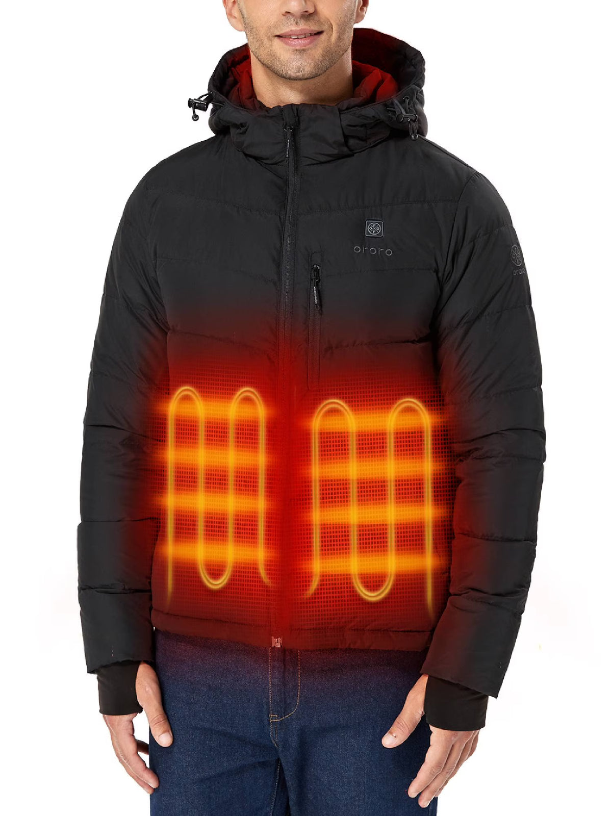 Heated Jacket with 90% Down Insulation, Black, L N330256