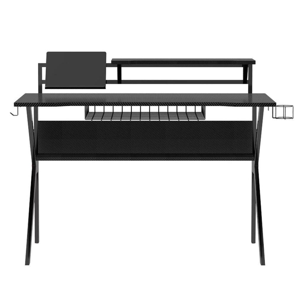PVC Coated Ergonomic Metal Frame Gaming Desk with K Shape Legs, Black F5820
