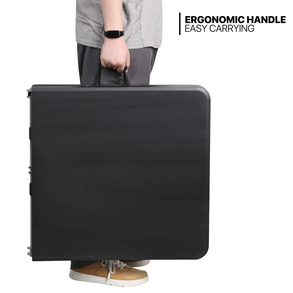 10 Pieces Plastic Folding Card Table with Carrying Handle, Black Y57604