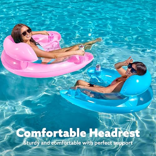 2 Pack Inflatable Pool Chairs with Cup Holders T21192