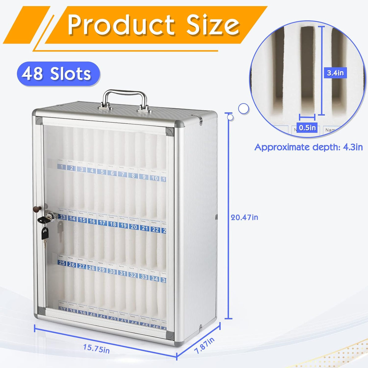36 Slots Aluminum Alloy Pocket Chart Storage Cabinet with Locked V725