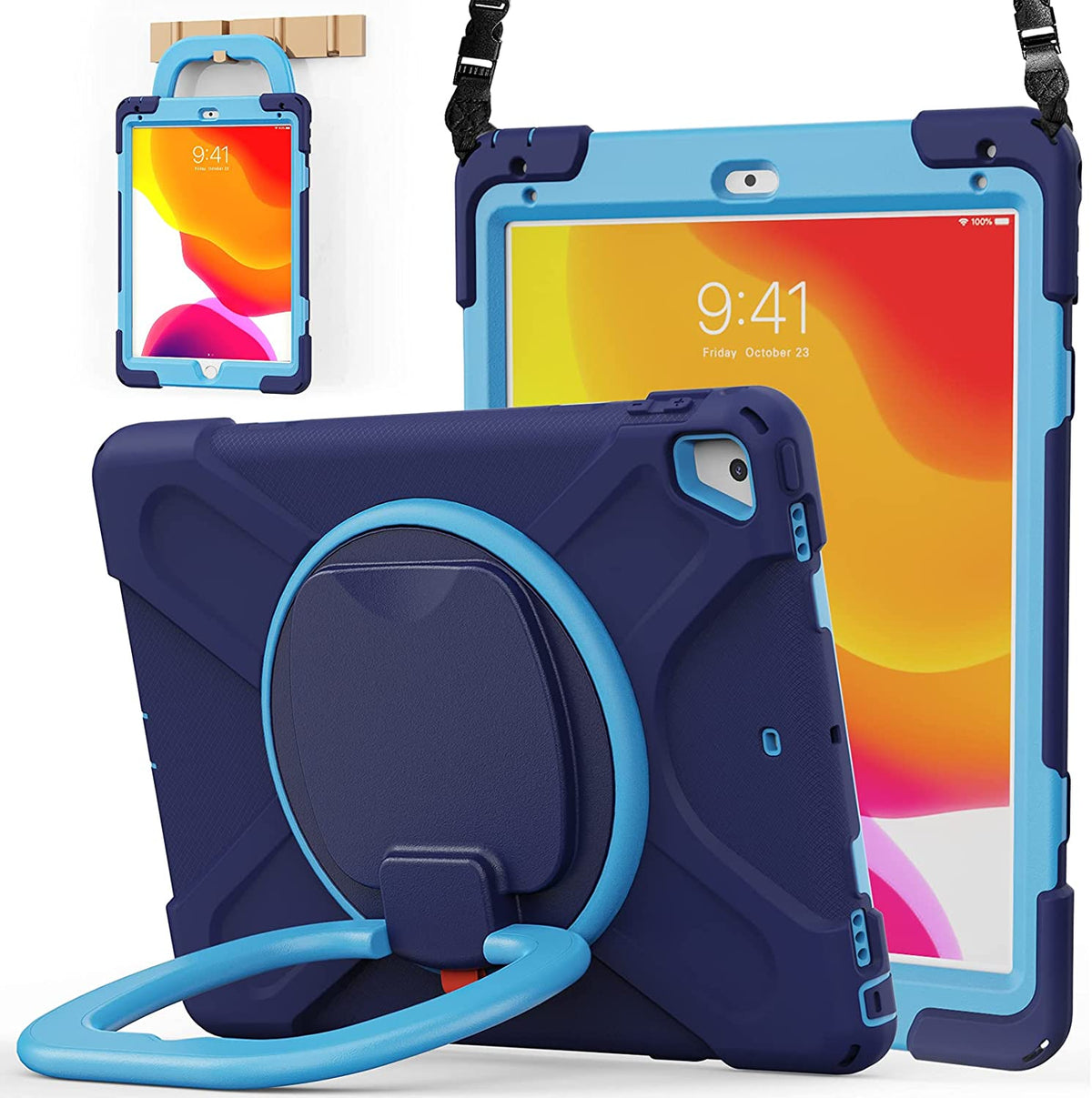 Shockproof Case with Pen Holder, Swivel Stand and Shoulder Strap B463816