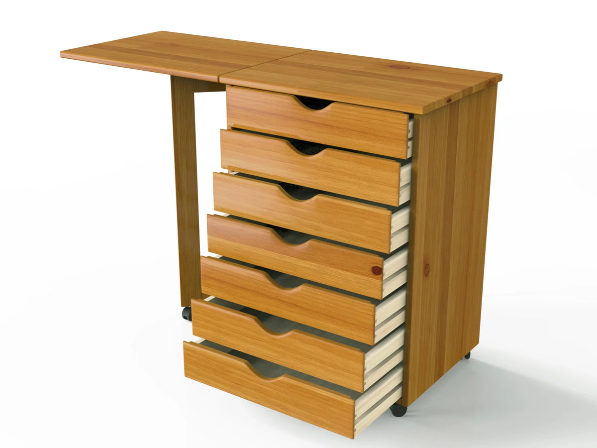 Solid Wood 7 Drawer Roll Cart B858