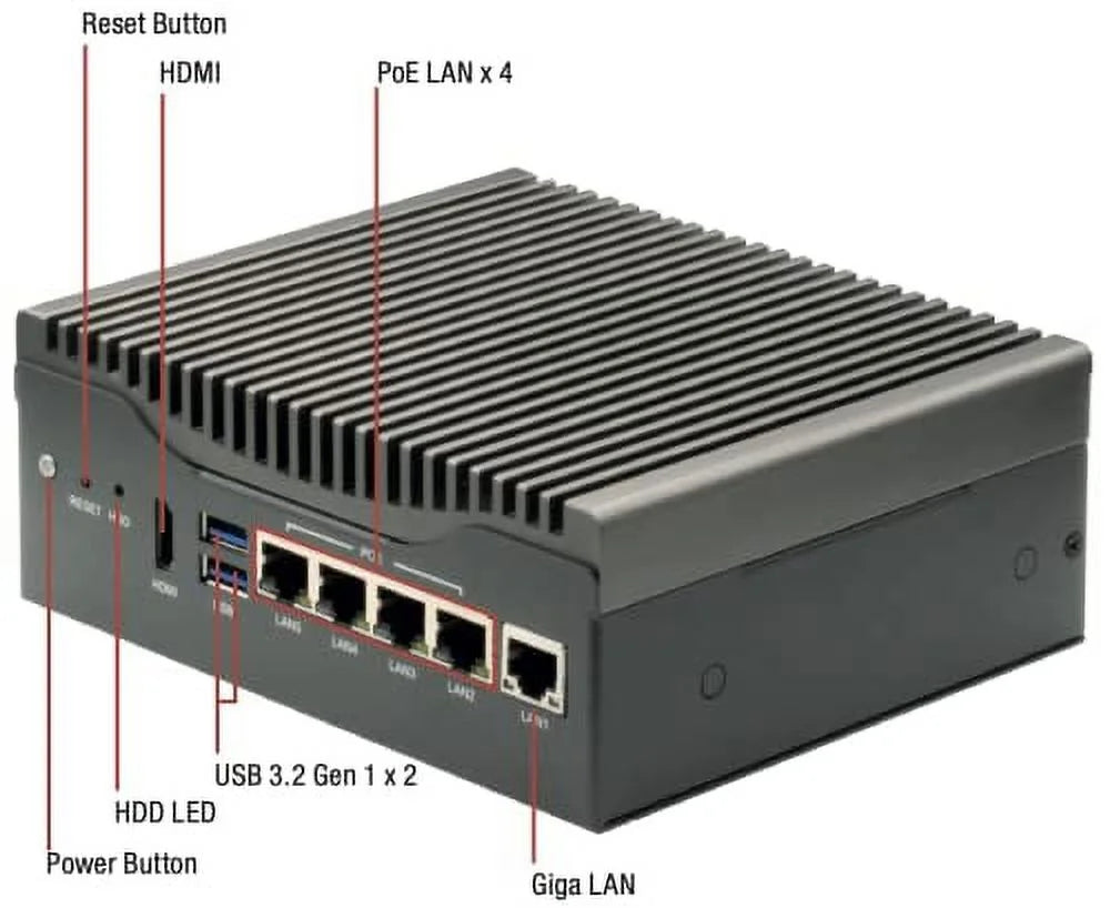 Fanless PC Video Encoder 4 PoE Ports Q3805