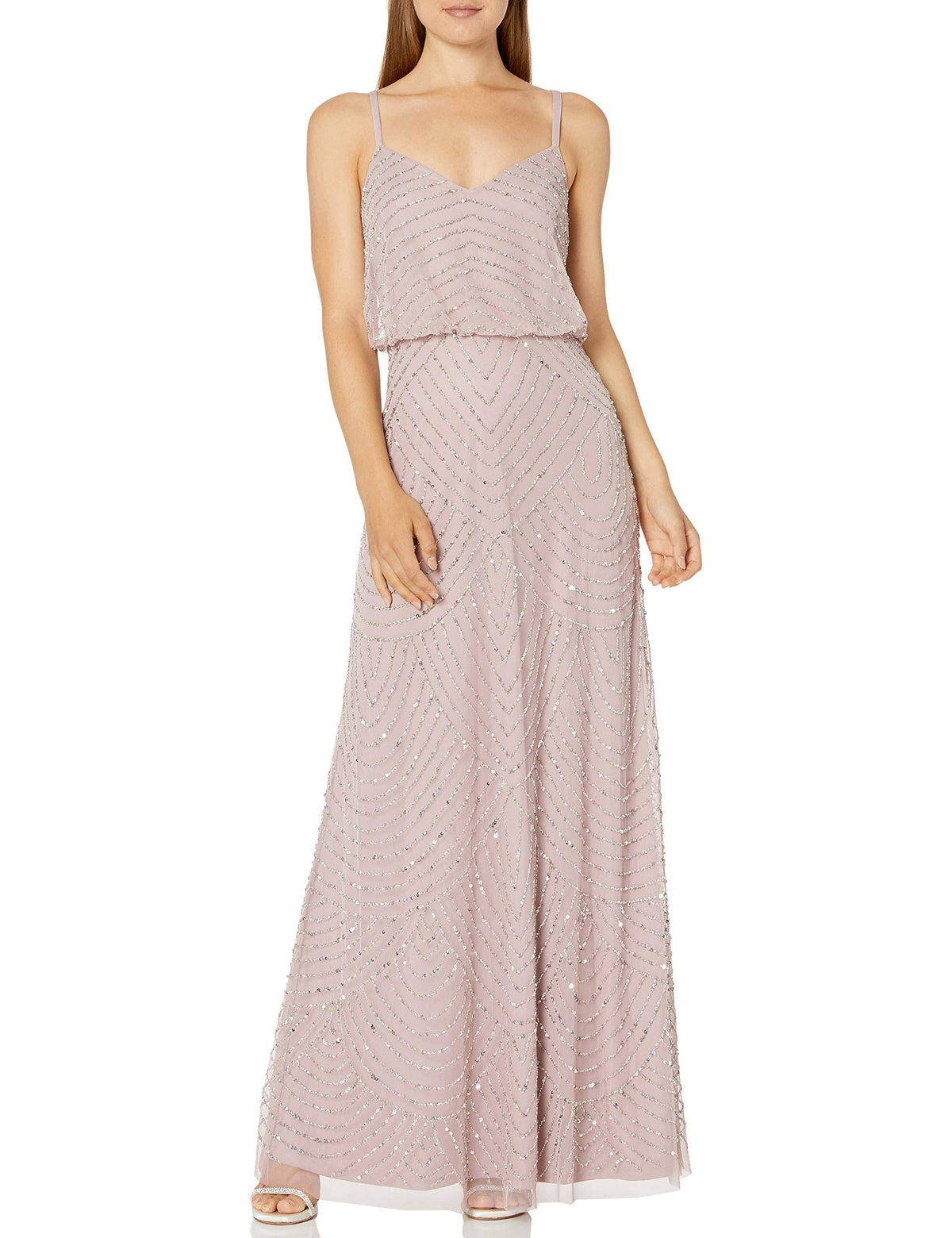 Pink Beaded Blouson Gown R63970