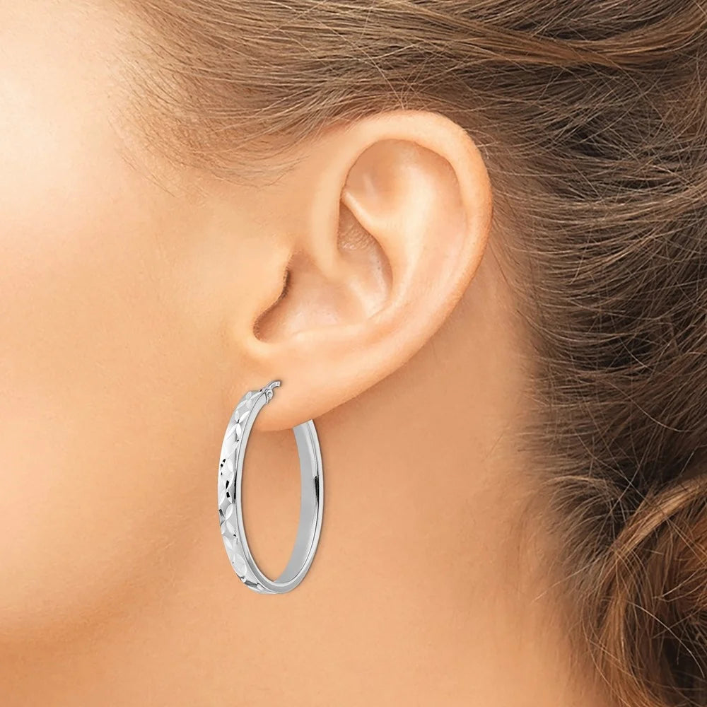 925 Sterling Silver Oval Hoop Earrings D57584