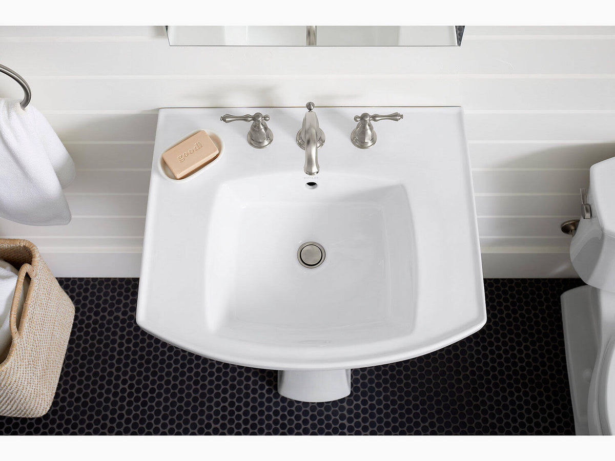 Biscuit Pedestal Bathroom Sink with 8x22 Centerset Faucet Holes R71572