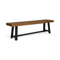 Teak Brown and Black Wood Outdoor Bench W2331