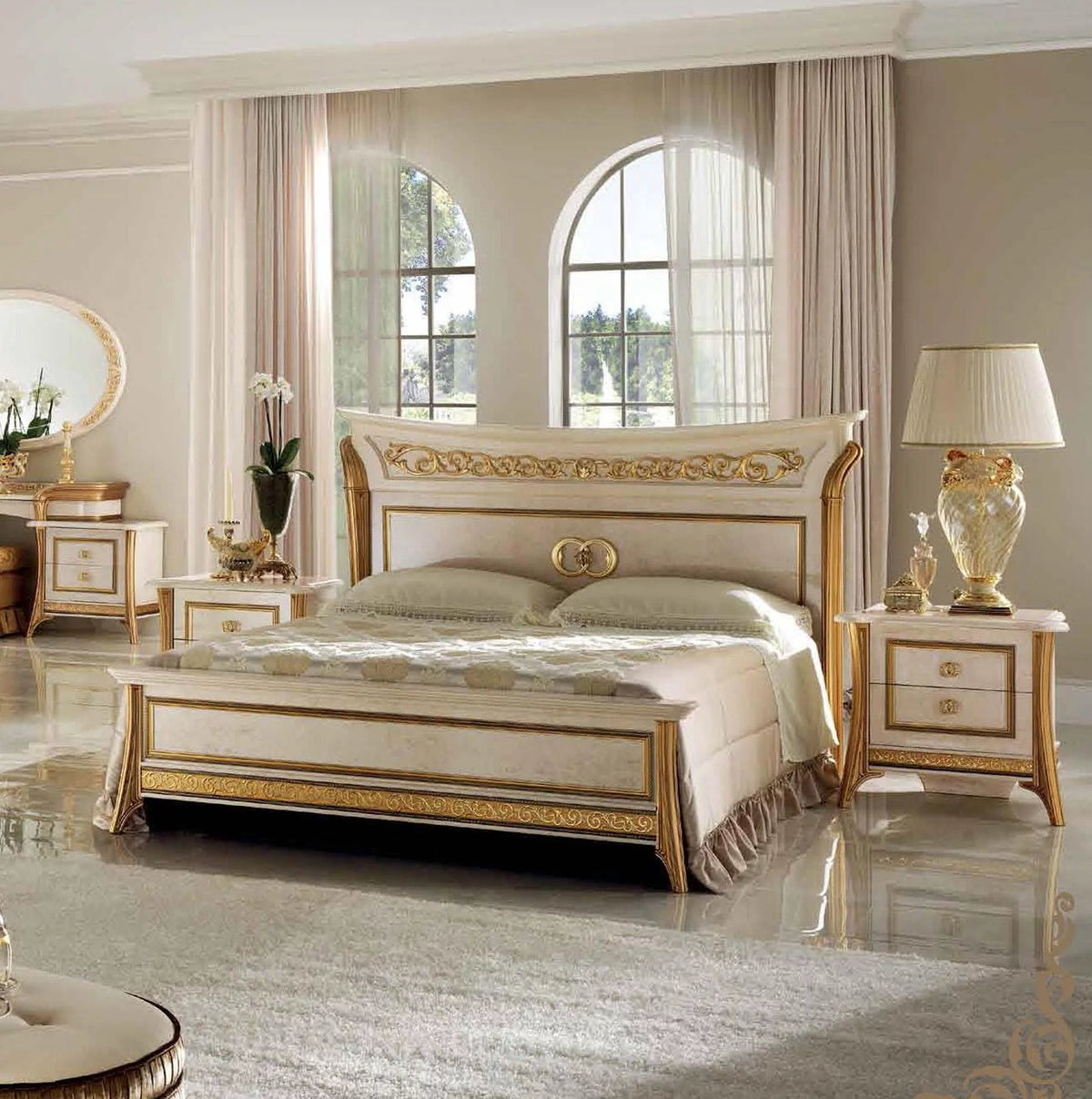 Ivory Carved Gold King Bedroom Set N8437