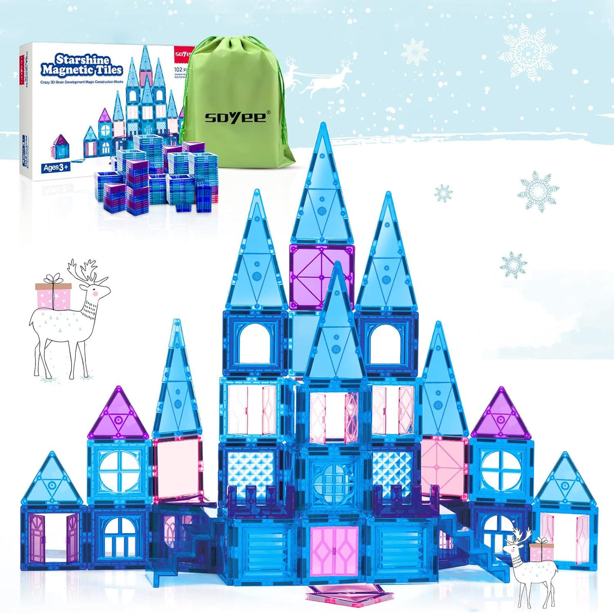 Magnetic Tiles 102Pcs Building Blocks Toy Castle Building Kit M63617