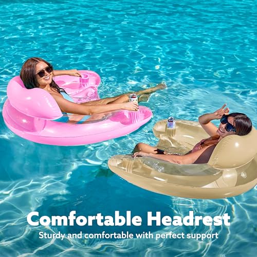 2 Pack Inflatable Pool Chairs with Cup Holders T21192