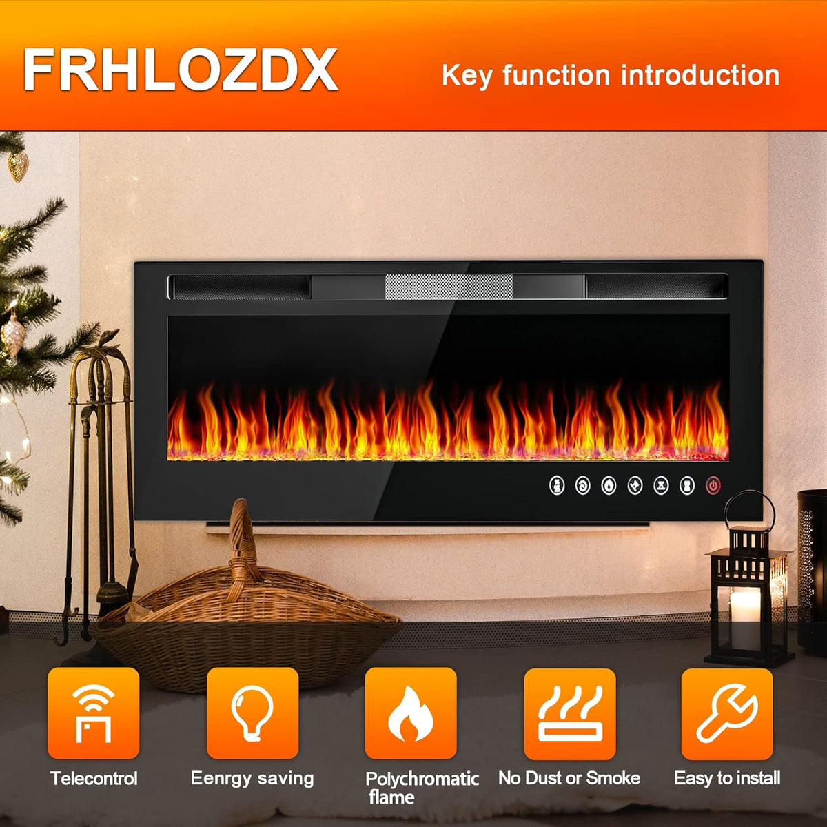 Electric Fireplace Heater with Remote Control, 750/1500W C29185