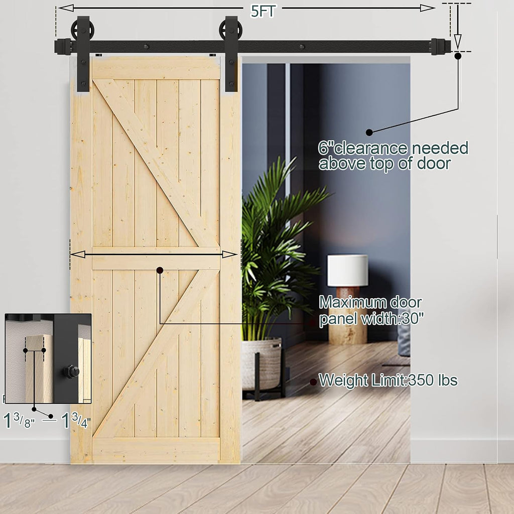 6.6FT Heavy Duty Sliding Door Hardware Kit with 12 Handle & Floor Guide R524