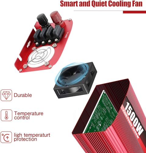 1500W DC 12V to 110V AC Power Inverter with Dual AC Outlets and Dual USB W4956