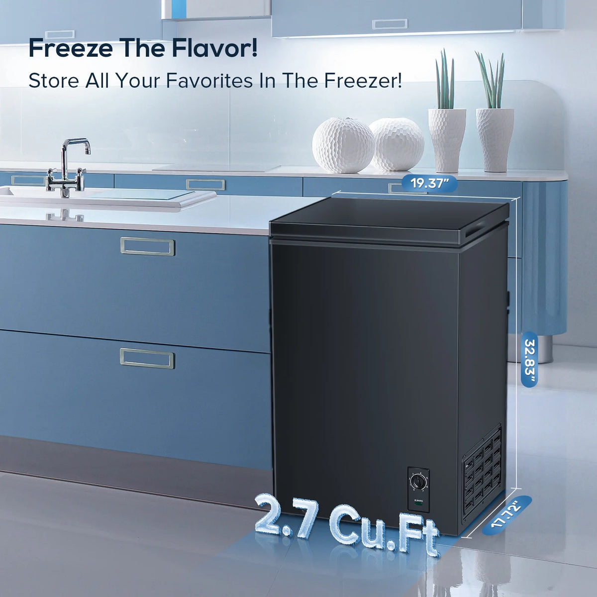 2.7 Cubic Feet Black Compact Chest Freezer T3694
