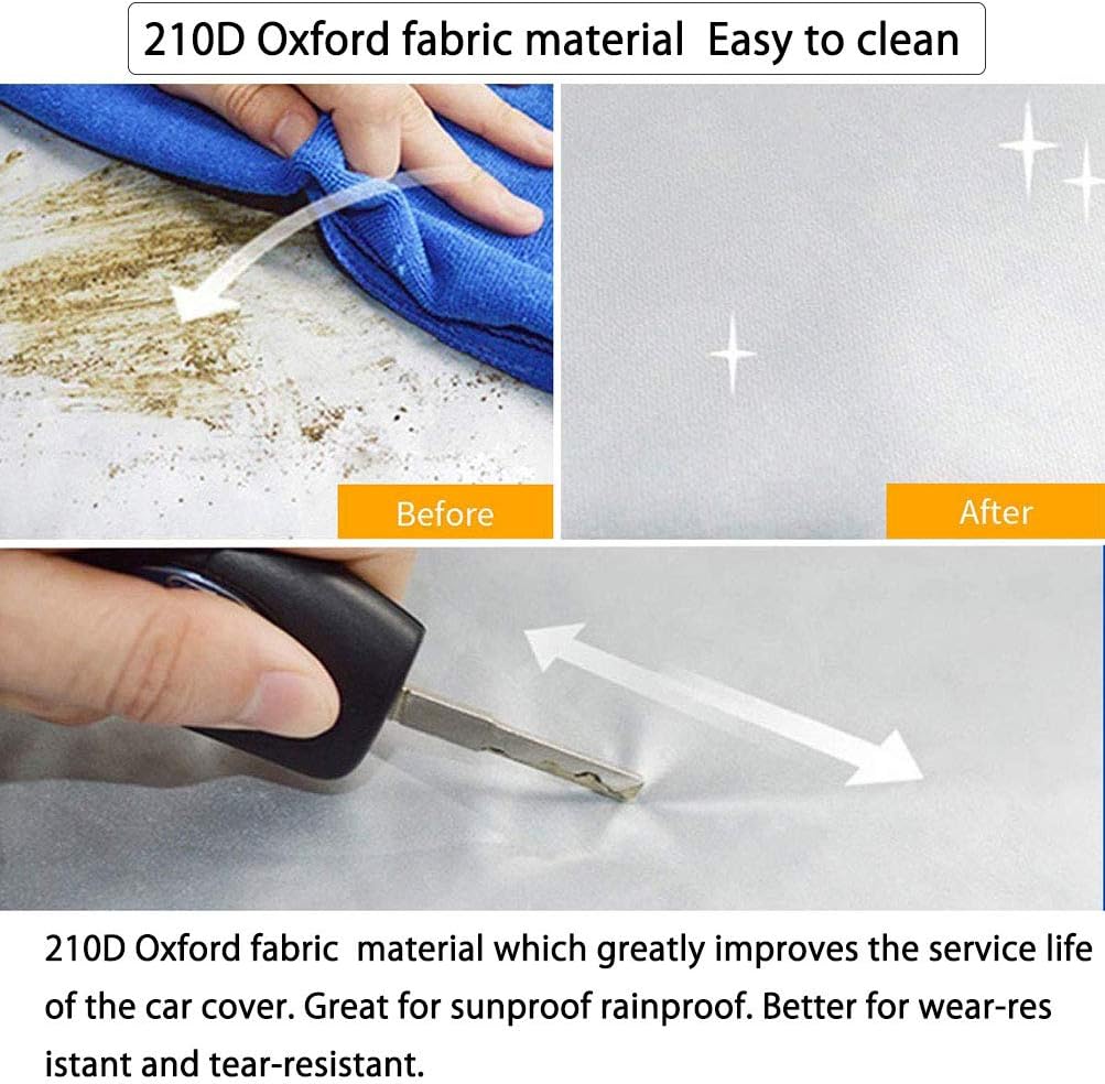 Half Car Cover Waterproof 210D Oxford Fabric Fit Sedan Length 176'' to 193'' E9914