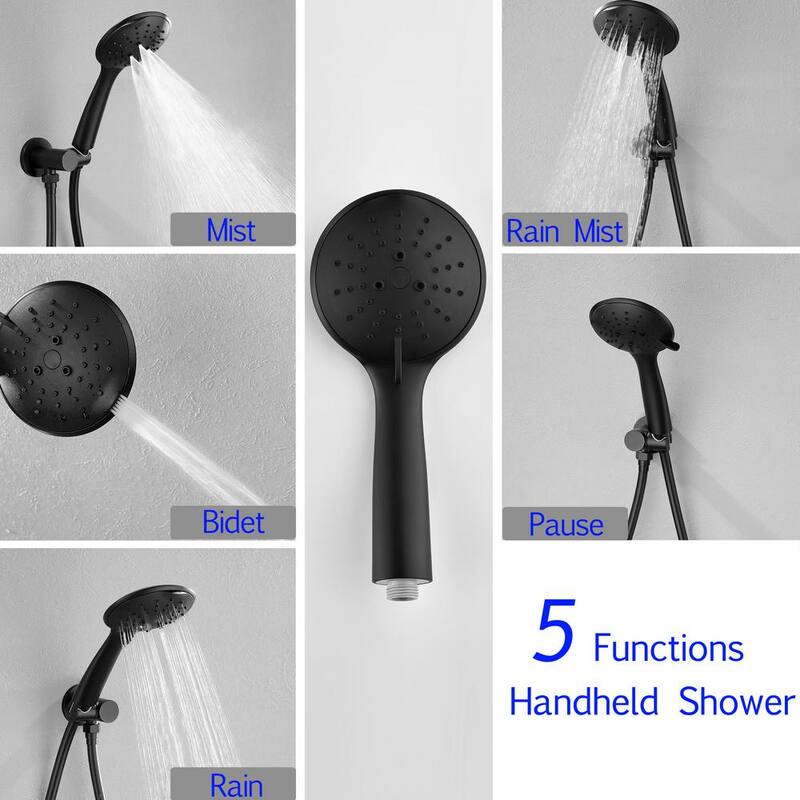 12 in. Wall Mount Dual Shower Heads with Valve in Matte Black G238
