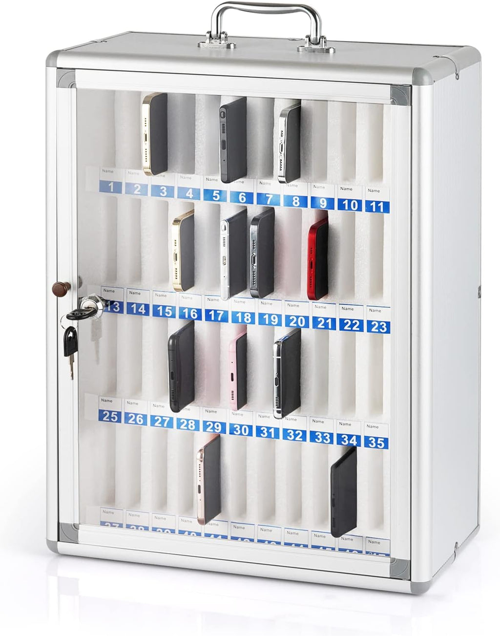 36 Slots Aluminum Alloy Pocket Chart Storage Cabinet with Locked V725