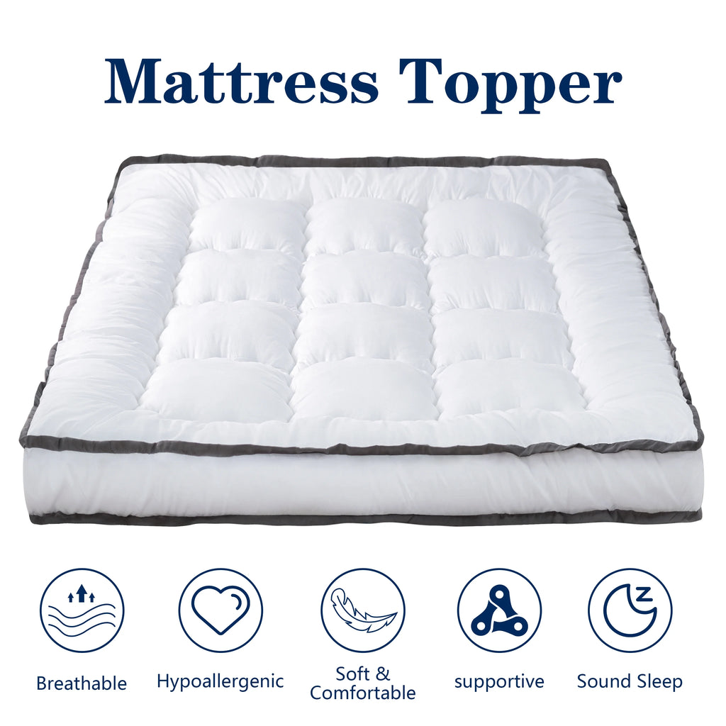 Queen Rose Cooling Plush Pillow Top Mattress Pad with Elastic band F755