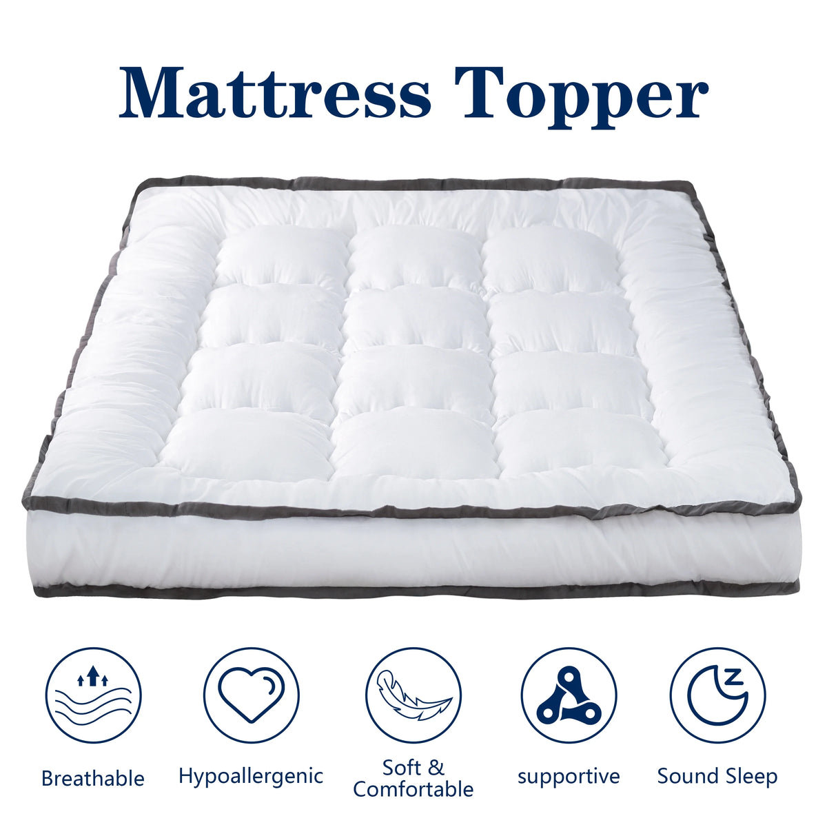 Queen Rose Cooling Plush Pillow Top Mattress Pad with Elastic band F755