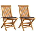 Set of 2 Taupe Cushion Teak Wood Foldable Outdoor Dining Chair E90660