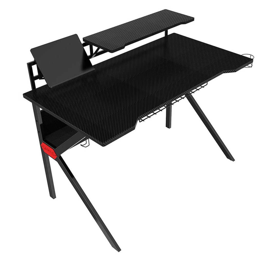 PVC Coated Ergonomic Metal Frame Gaming Desk with K Shape Legs, Black F5820