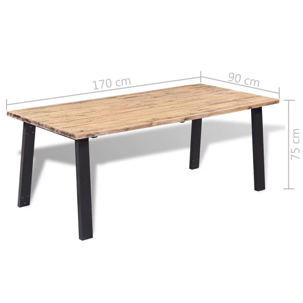 Rustic Acacia Wood Dining Table with Metal Legs V2216