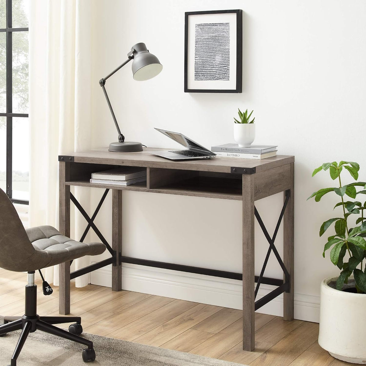 42 Inch Grey Wash Writing Desk H8349