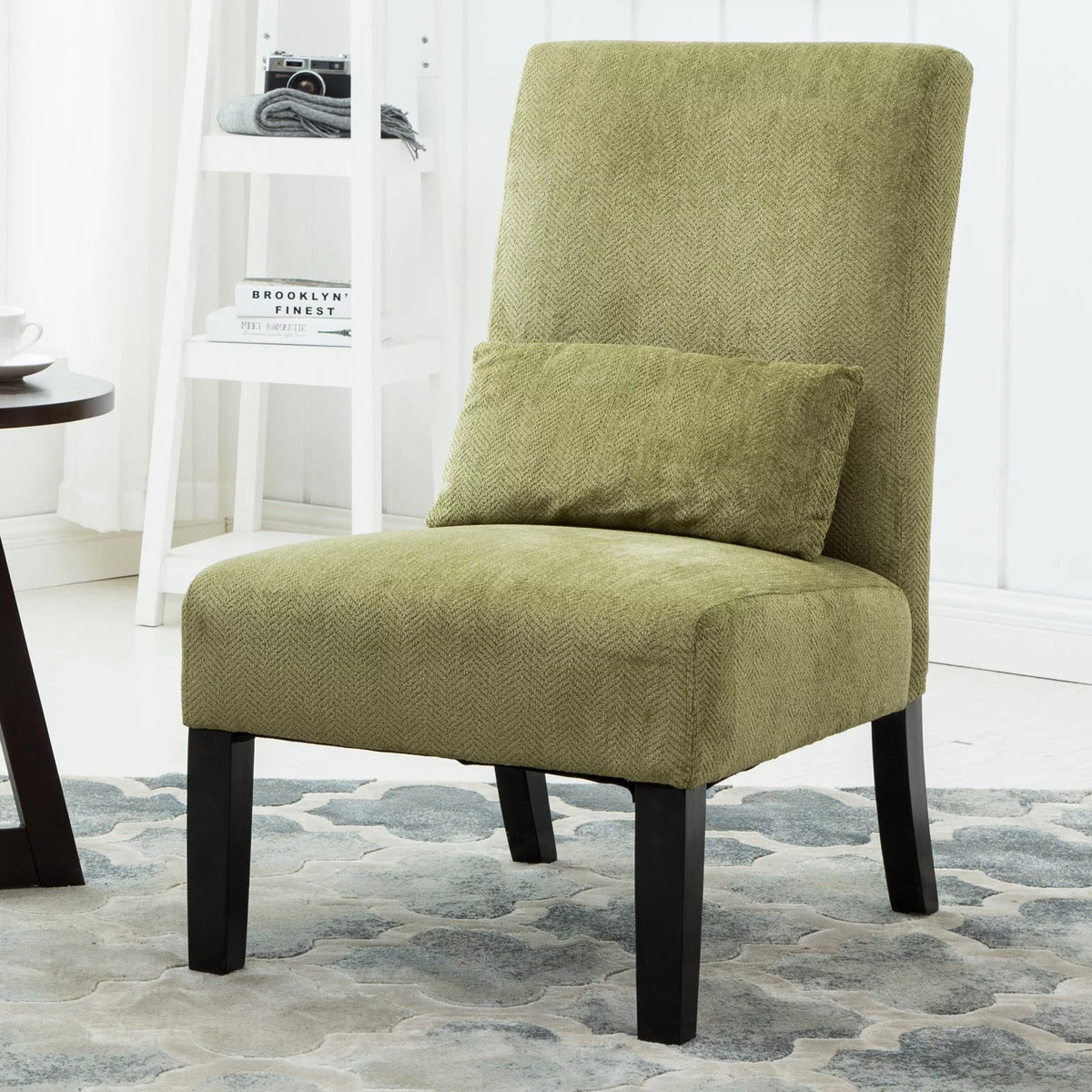 Fabric Armless Accent Chair with Kidney Pillow K59187