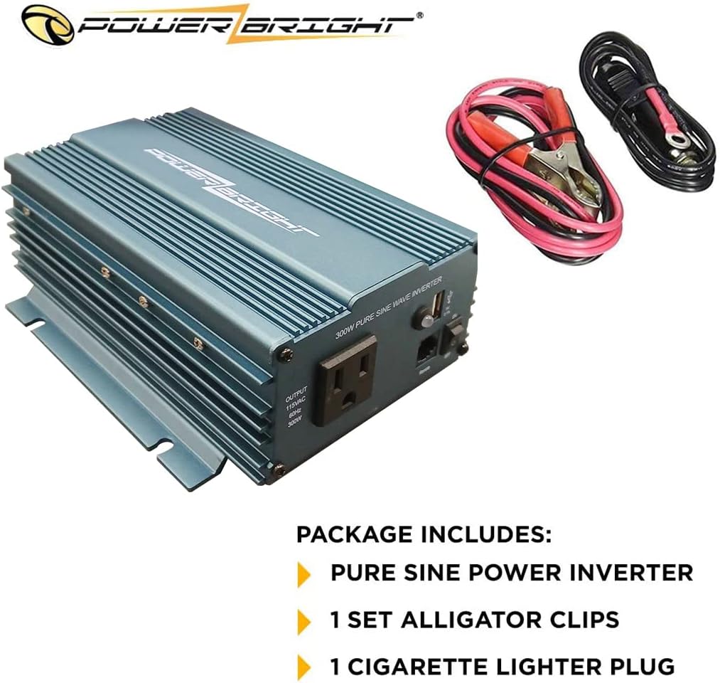 Power Inverter 300 Watt 12 Volt DC to 115 Volt AC with USB Charging Port, Pack of 2 A7758