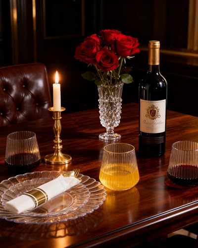 24 Pack 10 OZ Clear Plastic Wine Glasses with Stem X4862