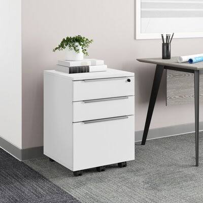 White 3-Drawer Mobile Vertical Filing Cabinet C123