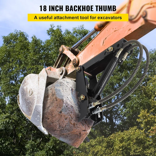 18 Hydraulic Backhoe Thumb, Black Steel Weld On Thumb with Hydraulic Cylinder Z760496