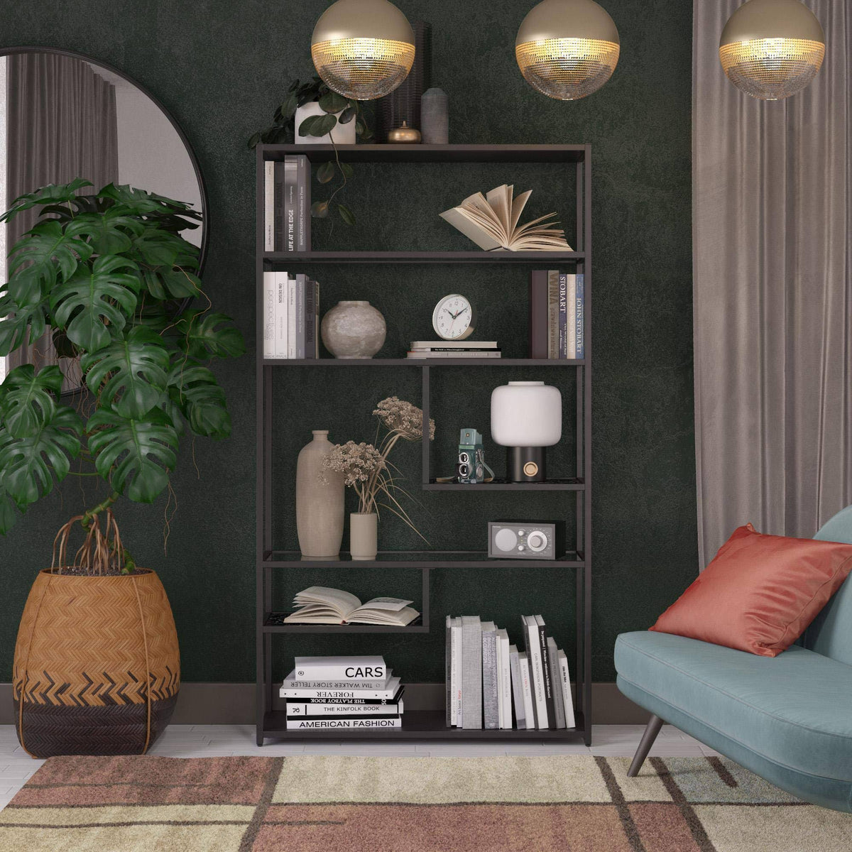 Black Marble Bookcase Etagere Y97602