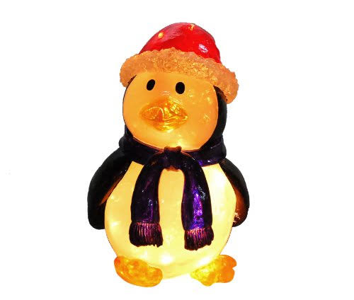 Illuminated Fiberglass Penguin Black/White P23827
