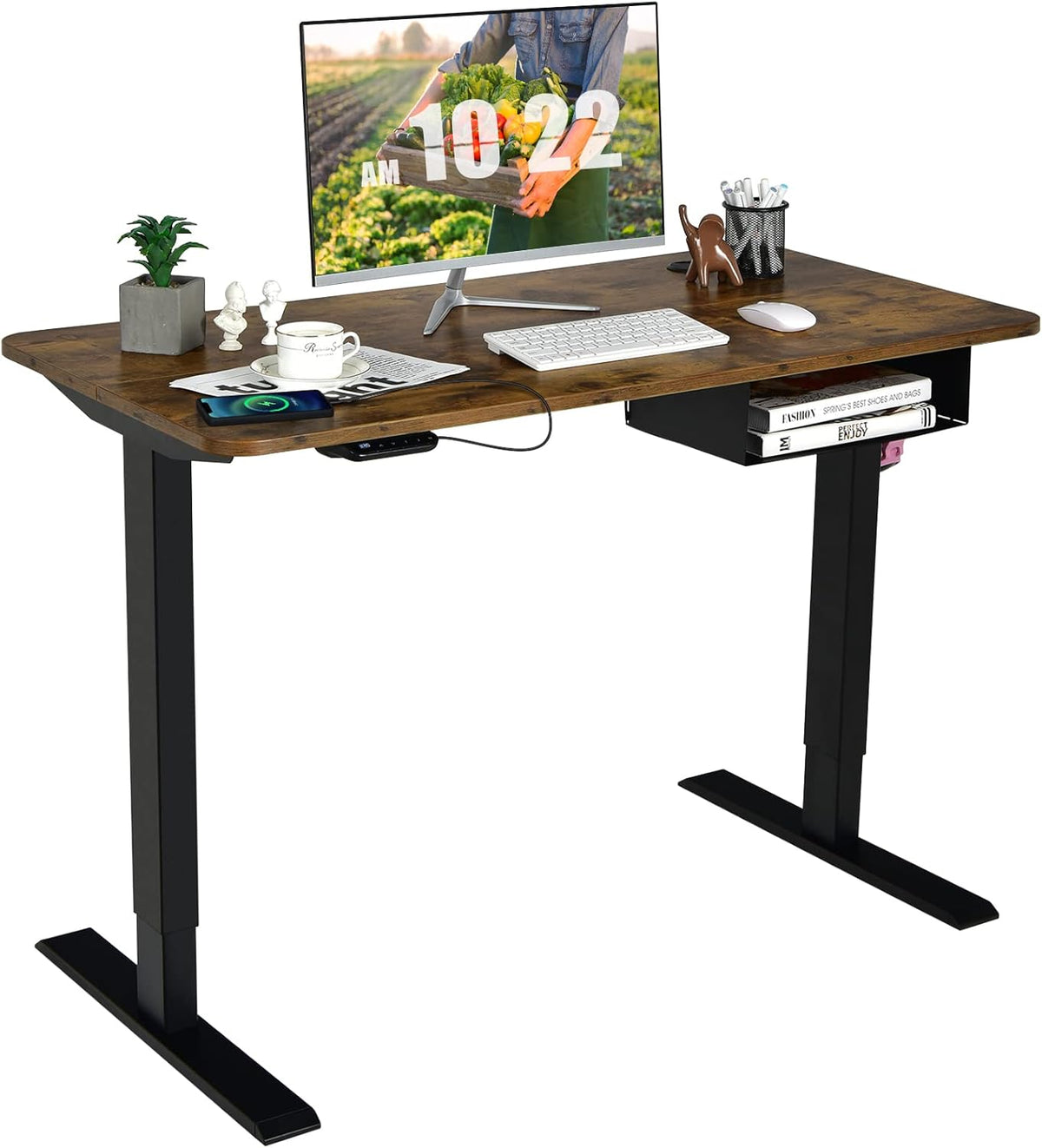 Electric Height Adjustable Standing Desk with USB Port, 48-Inch Sit to Stand Computer Workstation A3308