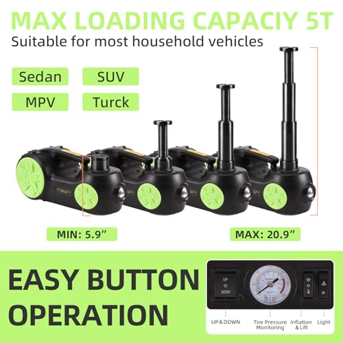 5 Ton 12V Electric Hydraulic Car Jack Kit with Impact Wrench and Tire Inflator Pump P564574