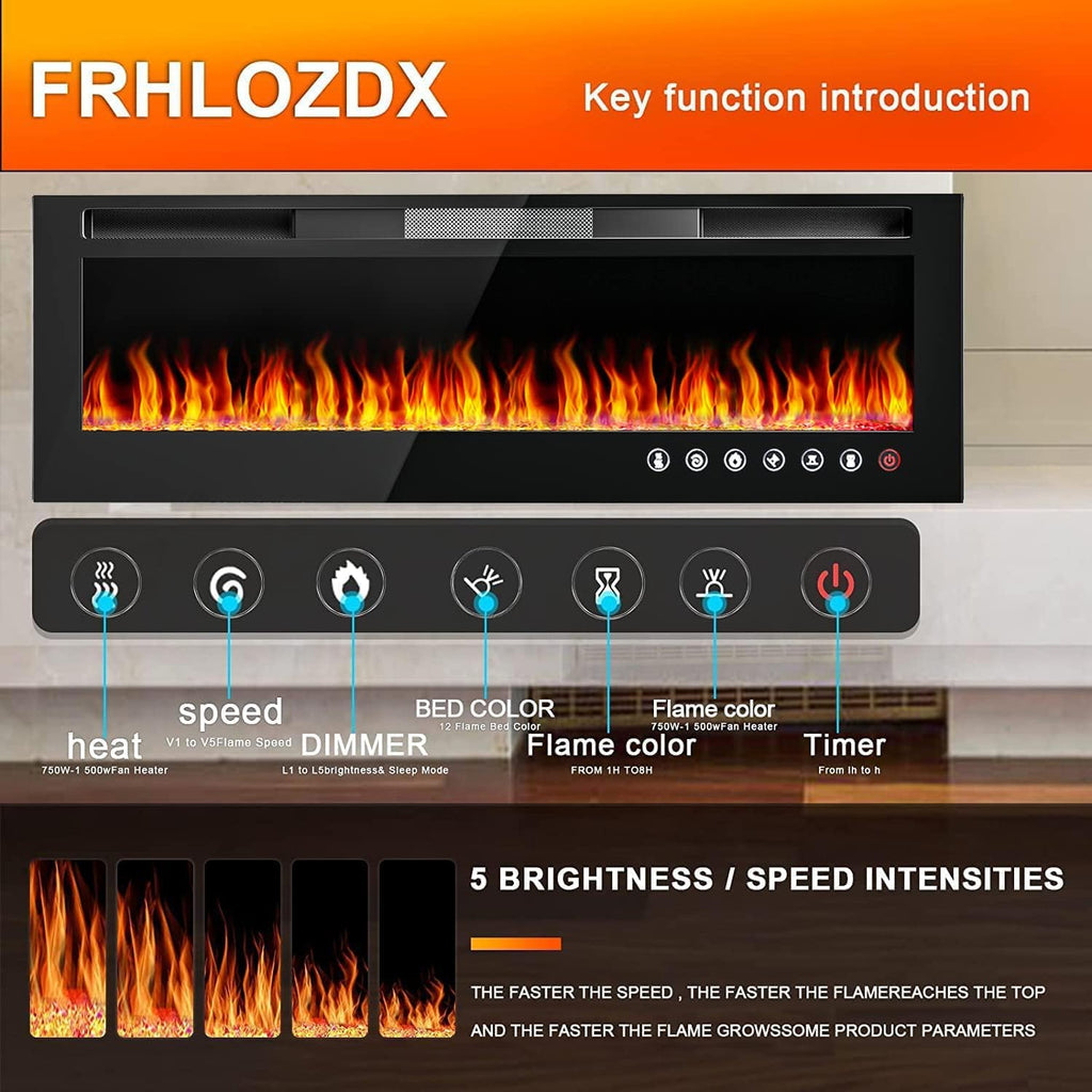 Electric Fireplace Heater with Remote Control, 750/1500W C29185