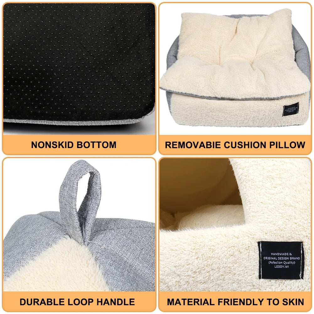 Cat Cave Bed with Removable Washable Cushioned Pillow I9969