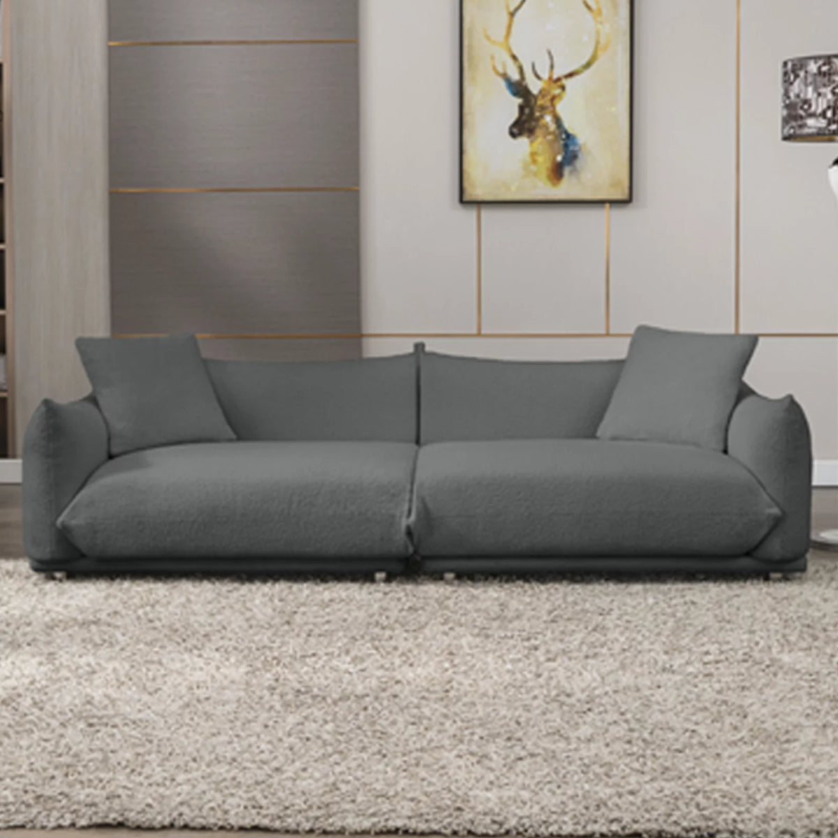 Dark Gray Lambswool Flared Arm Sofa A263765