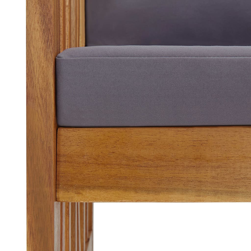 2 Piece Wooden Outdoor Conversation Set with Gray Cushion and Side Table P787341