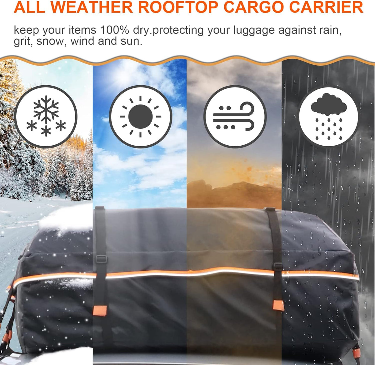 20 Cubic Feet Waterproof Soft Shell Rooftop Cargo Carrier with Reflective Strip and Anti-Slip Mat G245