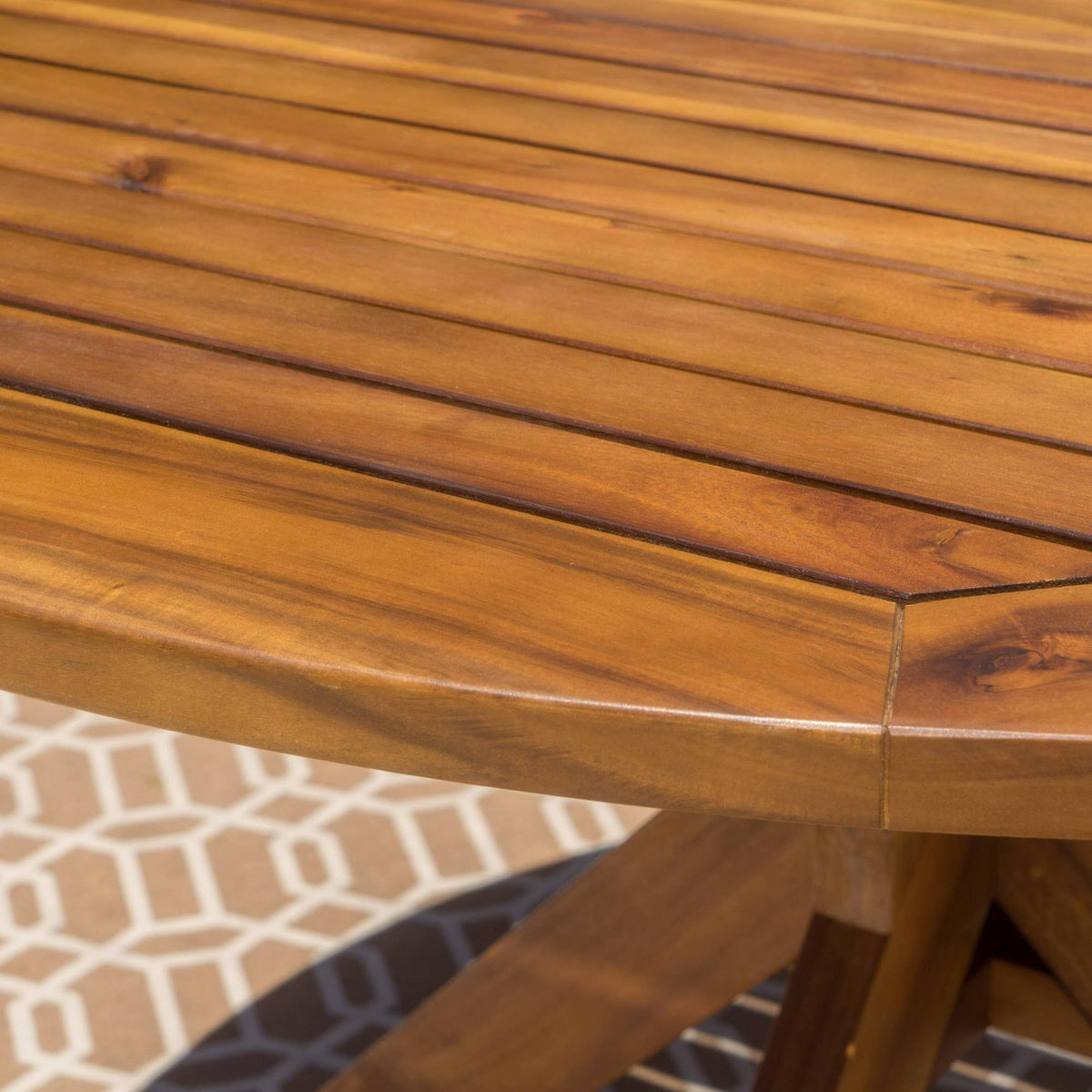 Brown Acacia Wood Round Dining Table G417045