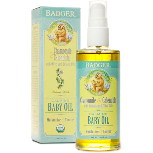 Baby Oil Glass Bottle 4 fl oz H1859